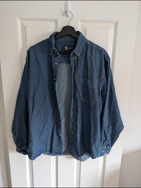 Blue Generation Women's Oversized Denim Button-Up Shirt Dark Blue Medium